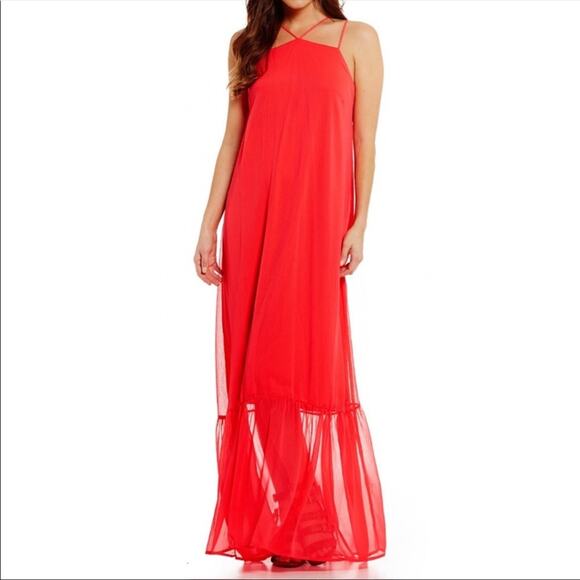 Gianni Bini Dresses & Skirts - Gianni Bini Coral Peplum Hem Maxi Dress